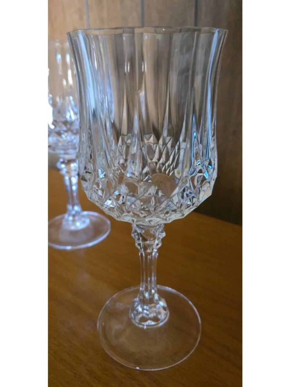 Two Cristal d'Arques-Durand LONGCHAMP 7 inch water Goblets, Solid, Heavy Feel